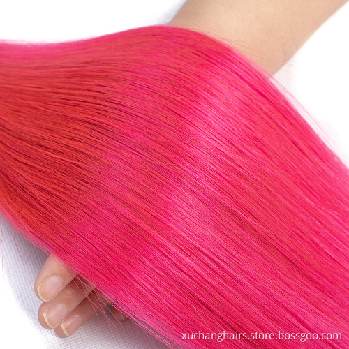 Colored Hair Bundle Wholesale Virgin Brazilian Hair Weave Bundles 2 Tone 1B Pink Straight Ombre Human Hair Bundles
